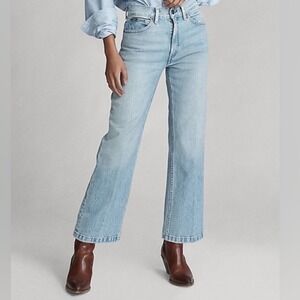 Polo Ralph Lauren Women Light Wash Laight Cropped Flare Jeans size 32 x 27